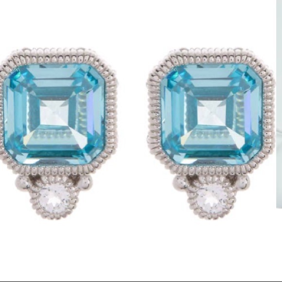 Judith Ripka Jewelry - Judith Ripka Asscher cut sky blue topaz earrings